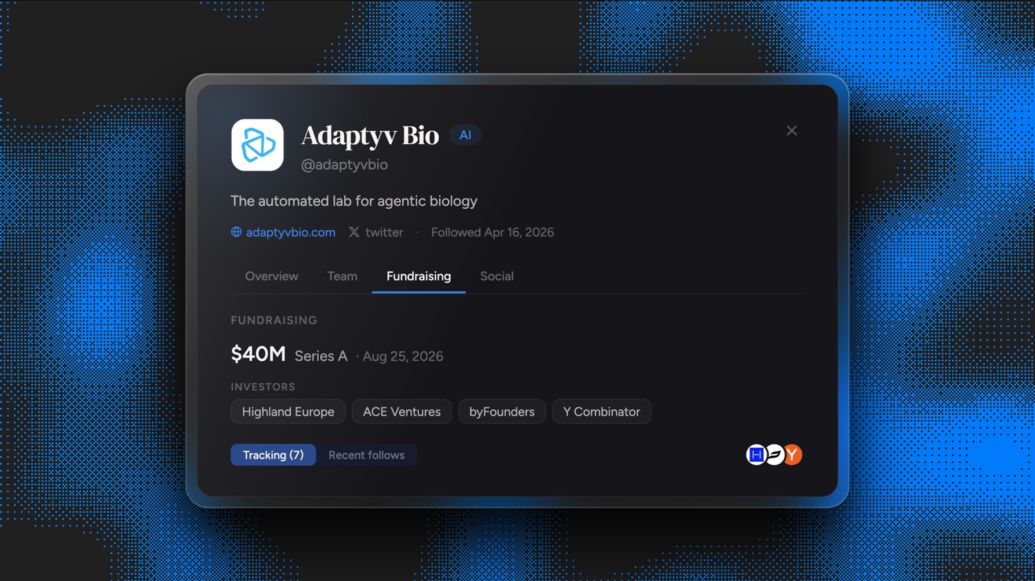 Frontrun flagged Adaptyv Bio (@adaptyvbio) on April 16, 2026, 131 days before its $40M Series A