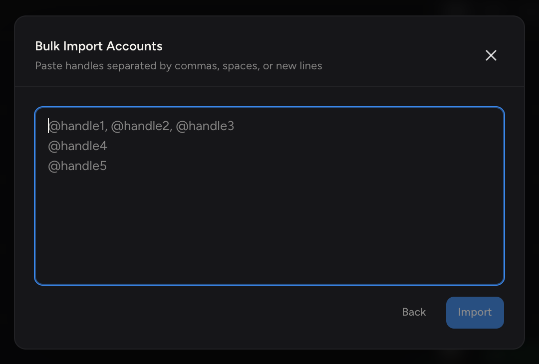 The Bulk Import dialog