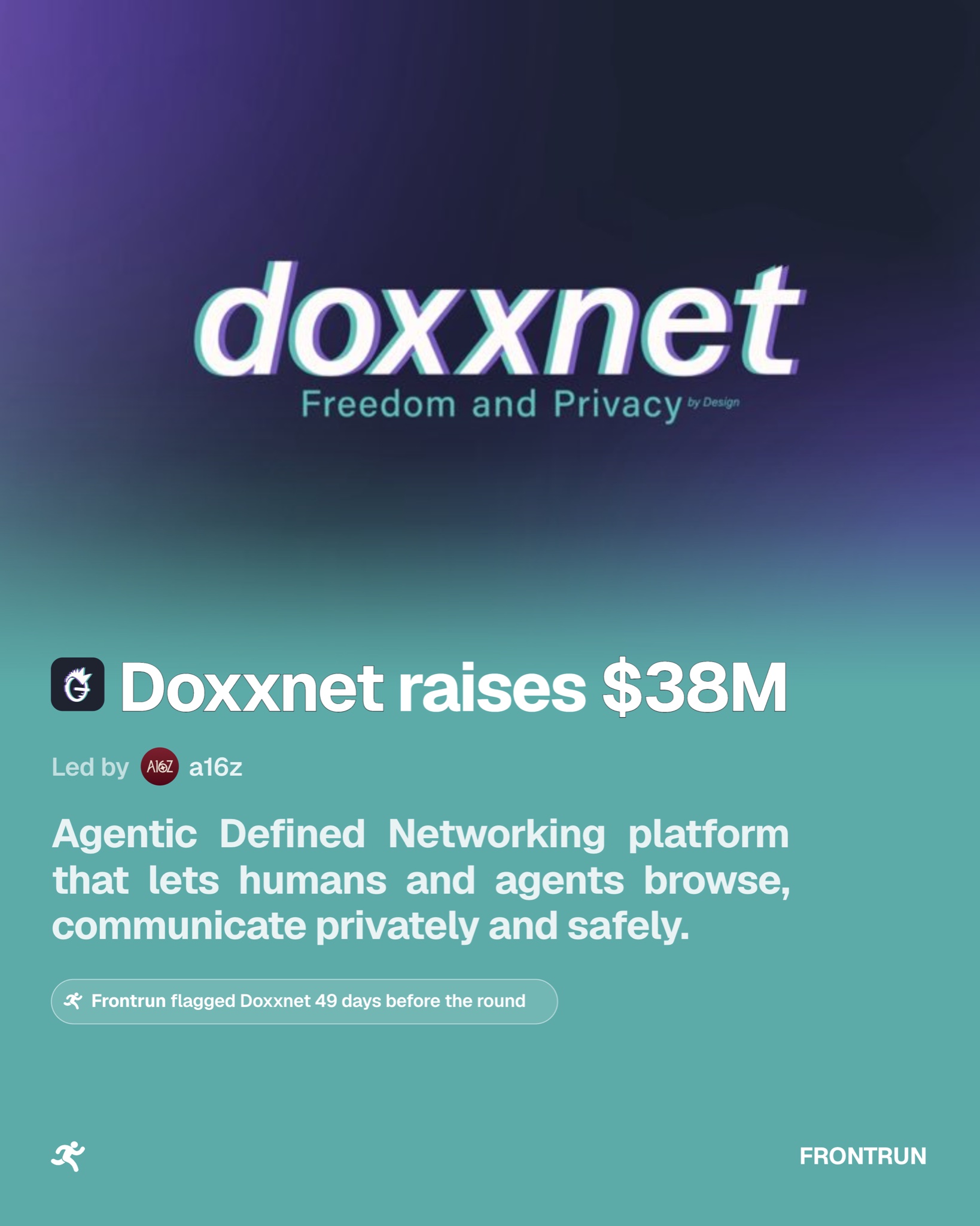 frontrun receipt card for Doxxnet
