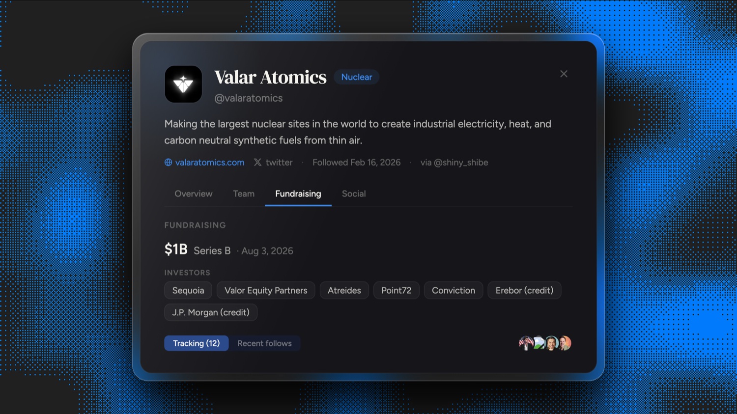 Frontrun flagged Valar Atomics (@valaratomics) on February 16, 2026, 168 days before its $1B Series B led by Sequoia