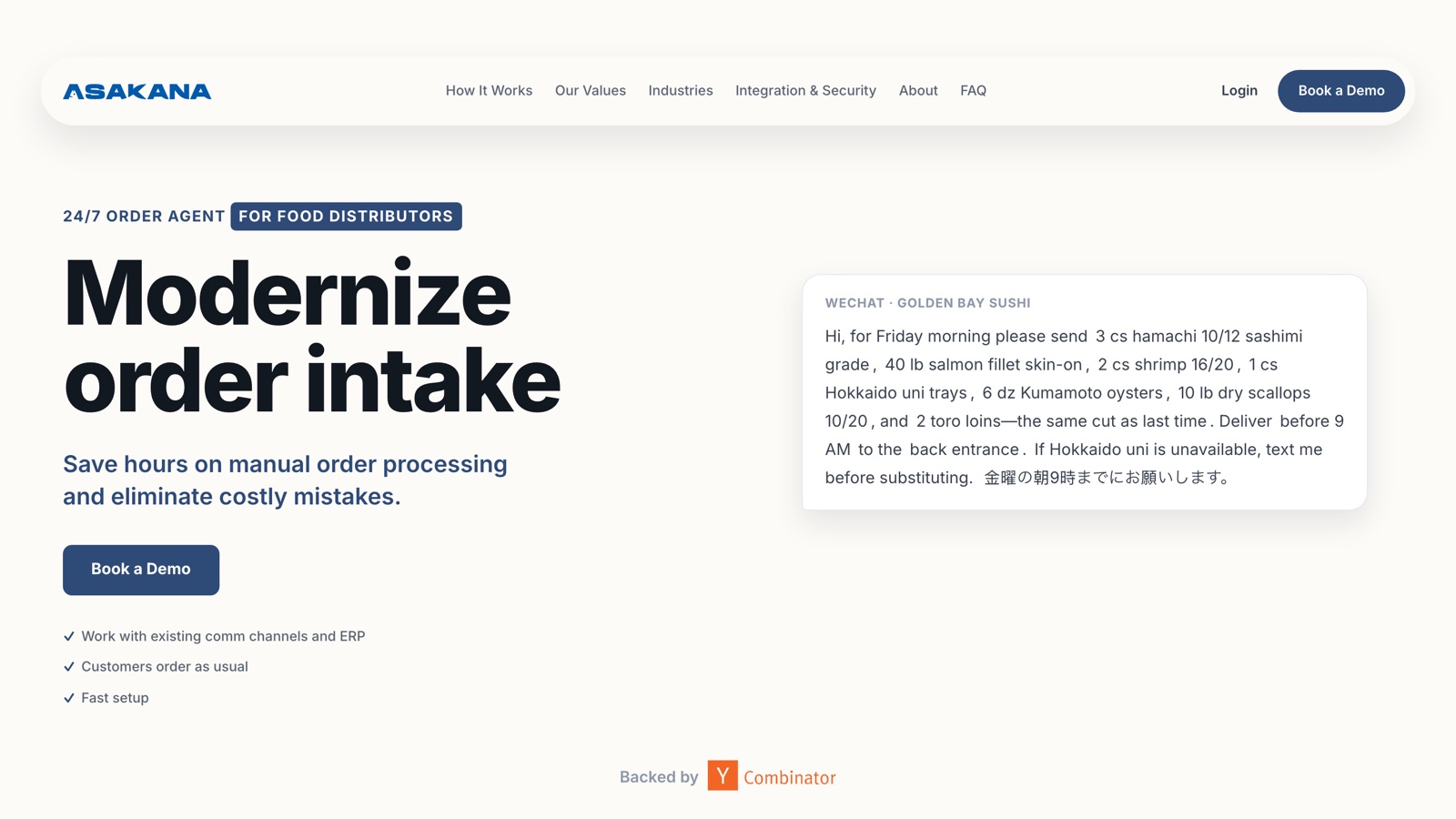 Asakana - modernize order intake for food distributors