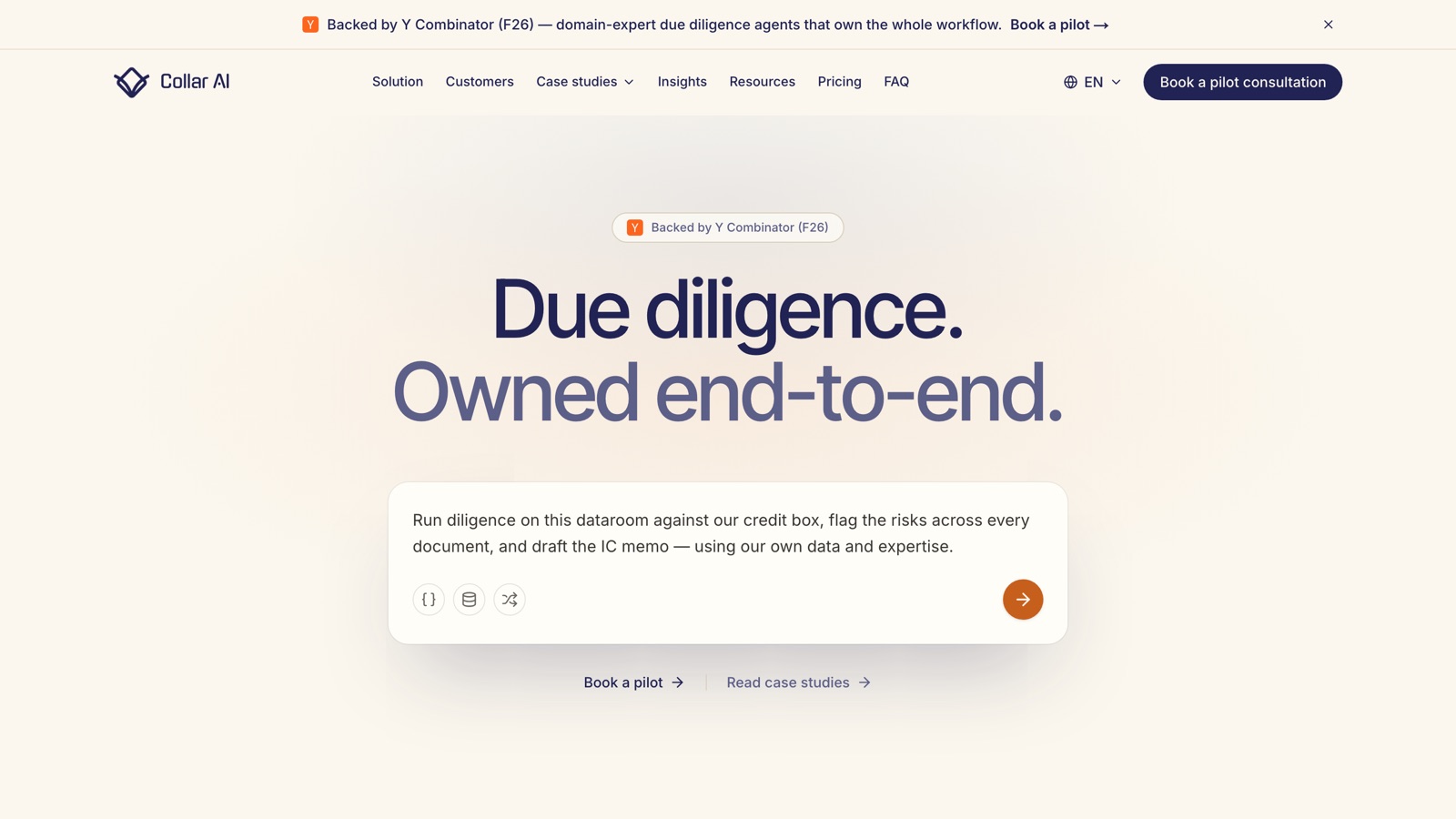 Collar AI - due diligence, owned end to end